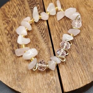 B2029 rose quartz precious stone bracelet romance‎ blooming